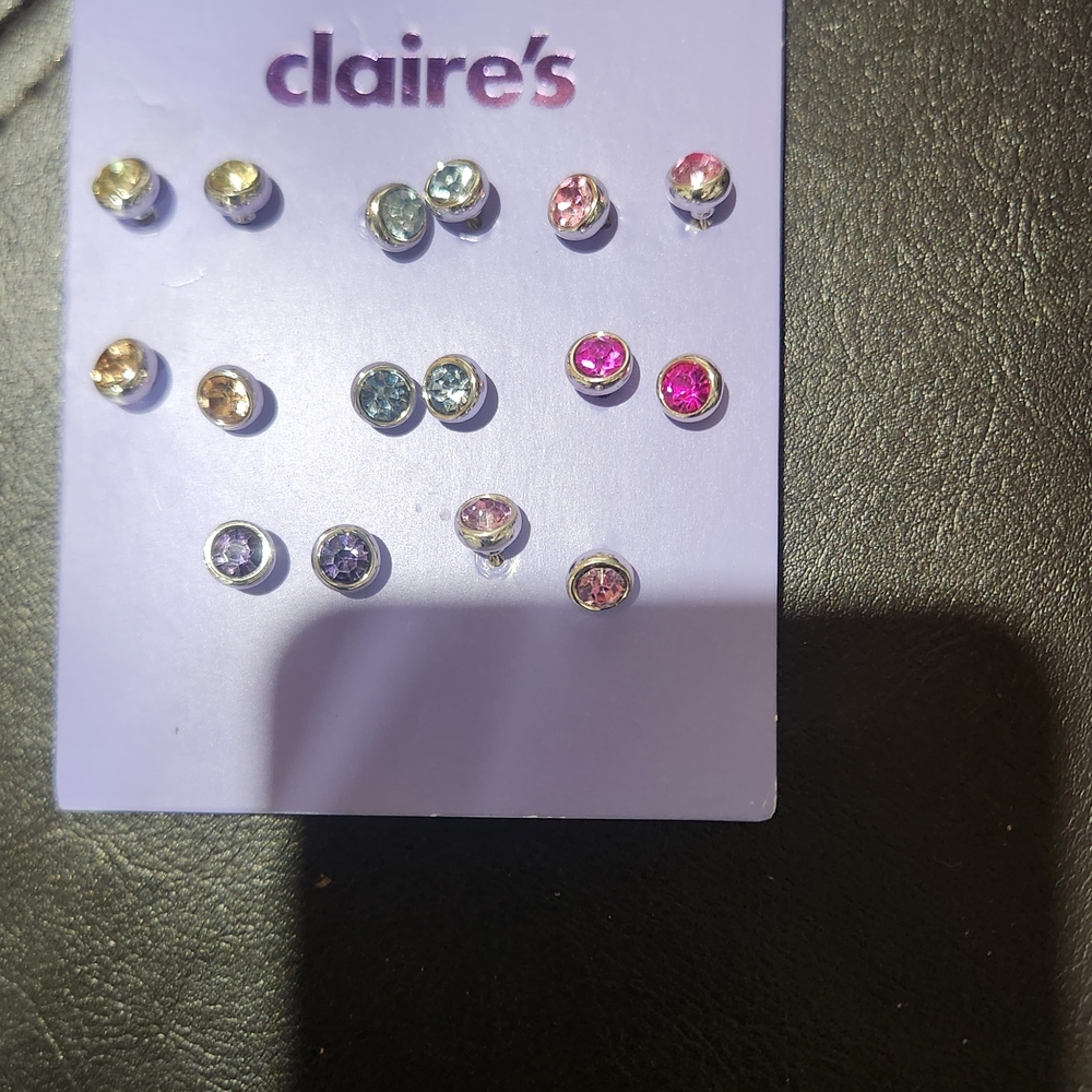 NEW Claire's Multicolor Stud Earrings Set
